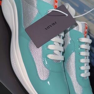 Prada Men’s Americas Cup Sneakers Jaded Silver